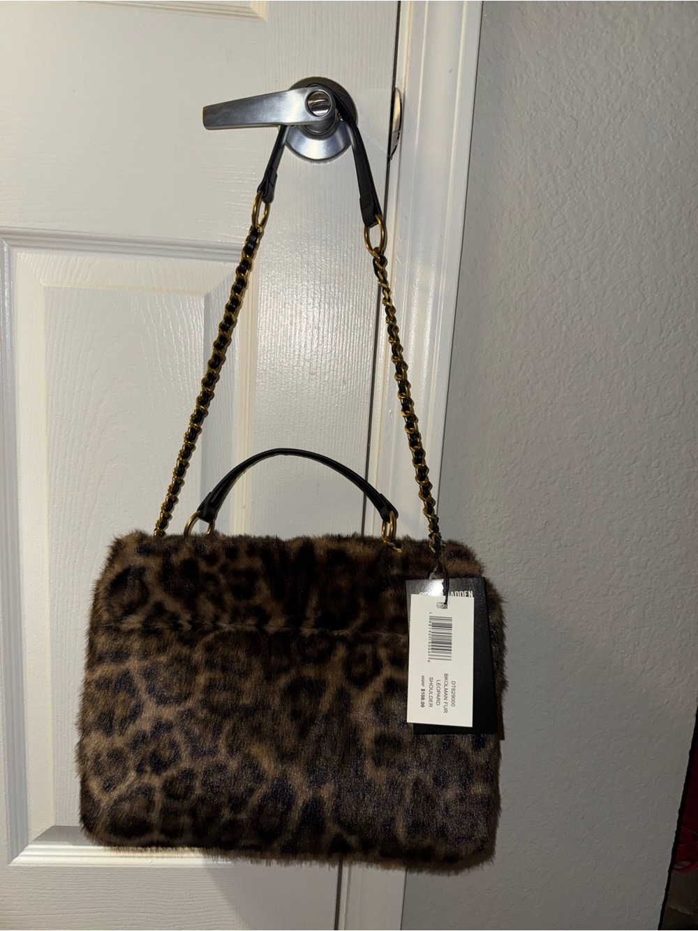 Steve Madden Leopard Print Faux Fur Shoulder Bag New with Tags - Picture 6 of 12